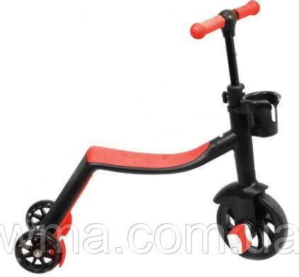 Самокат-велобег Scooter 3в1, с педалями, КРАСНЫЙ, БЕЗ УПАКОВКИ (6 ...