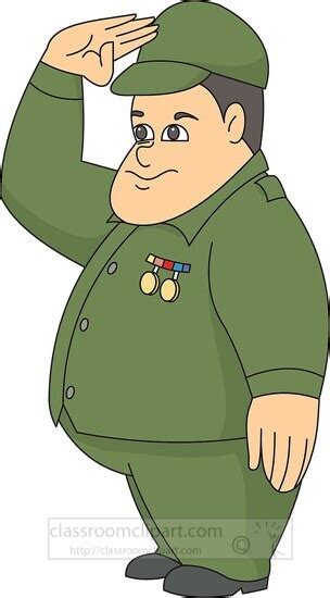 Military Clipart Army Man Saluting Cartoon Style Clipart