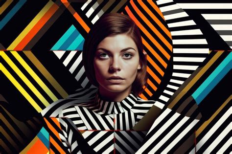 Premium Ai Image Hypnotic Op Art Portrait Of A Woman With Bold