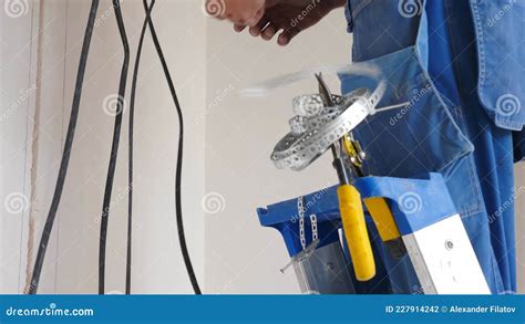 Installation Of Electrical Wiring On Apartment Ceiling And Wall Electrical Cable System Setting