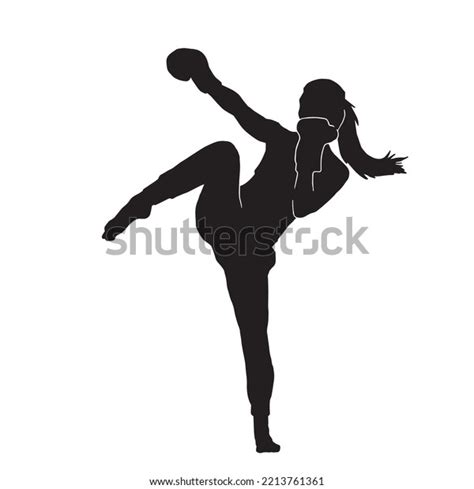 Female Kickboxing Vector Silhouette On White Stock Vector Royalty Free