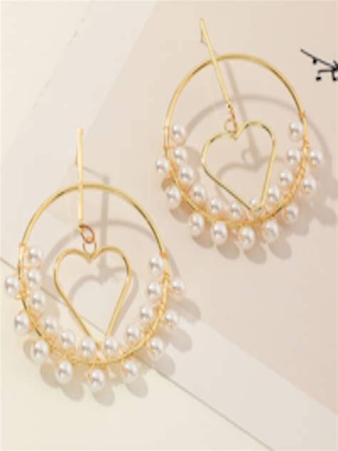 Buy Urbanic Gold Toned White Circular Hoop Earrings Earrings For