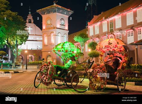 Rickshaw And Christ Church Town Square Melaka Malacca Melaka State