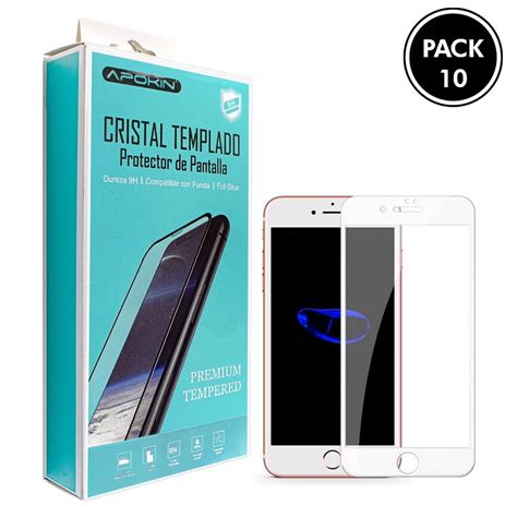 Pack 10 Cristal Templado Full Glue 9H IPhone 6 7 8 Protector De