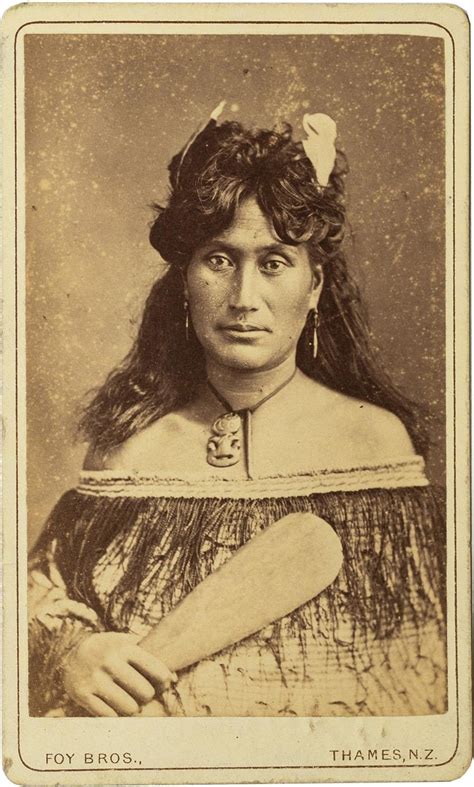 Foy Brothers Portrait Of Māori Woman With Two Huia Feathers Hei Tiki