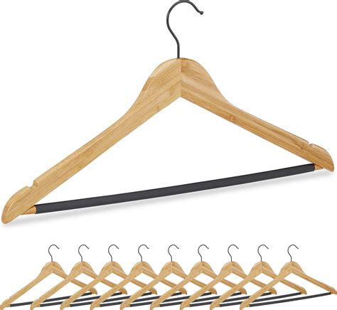 Relaxdays Kleerhangers Hout 10 Stuks Kledinghangers Bamboe