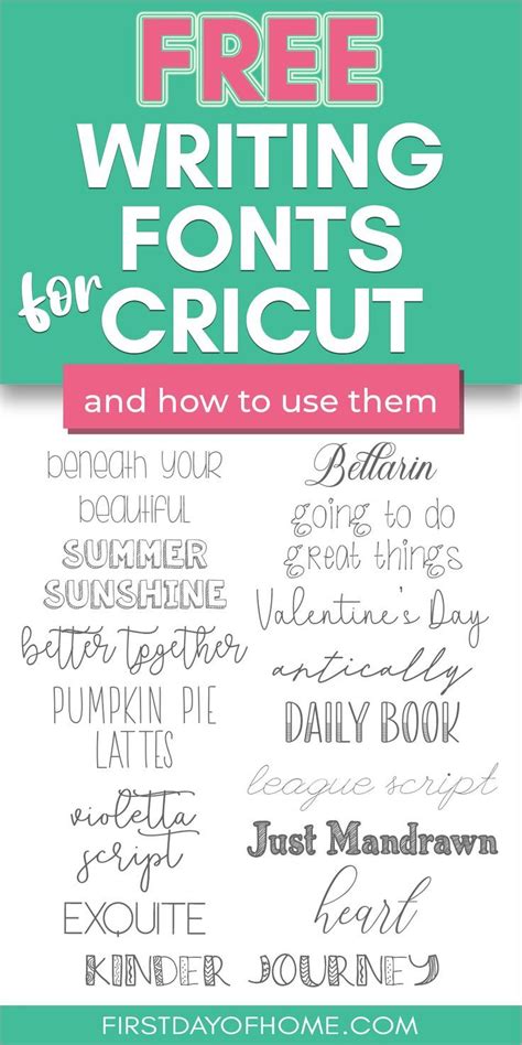 15 Free Writing Fonts For Cricut First Day Of Home Cricut Fonts