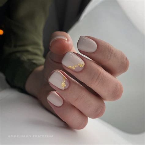 Best Spring Nail Art Designs Two Tone Nude Nails With Gold