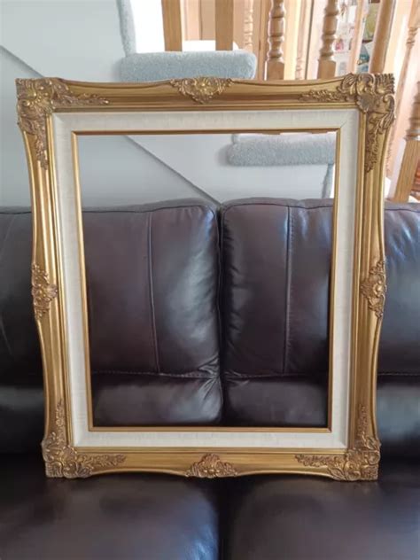 ANTIQUE GOLD BAROQUE Wood Picture Frame Linen Liner Golden Fillet 20 X