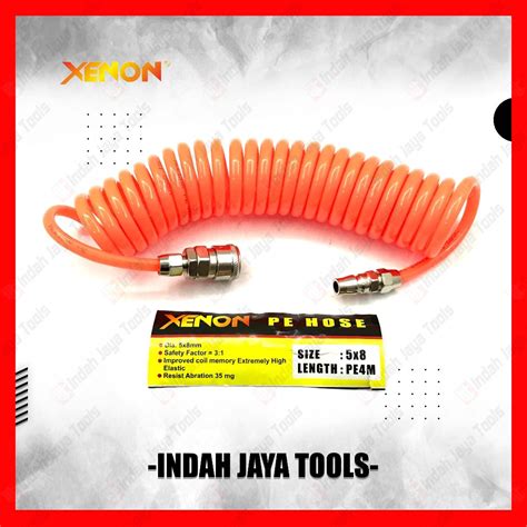 Jual XENON Recoil PE Hose 4 Meter Selang Angin Kompresor Udara Spiral