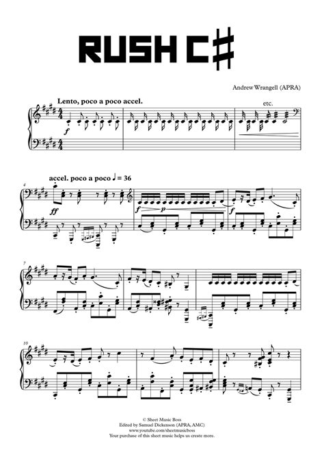 Rush C♯ Solo Piano Version Sheet Music Pdf Midi And Mp3