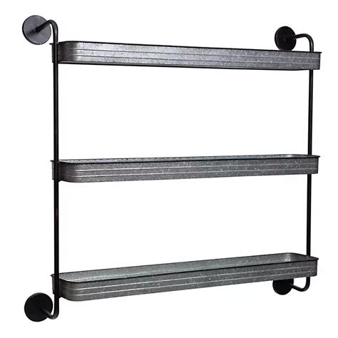 Rustic Three Tiered Galvanized Metal Wall Shelf Kirklands Home