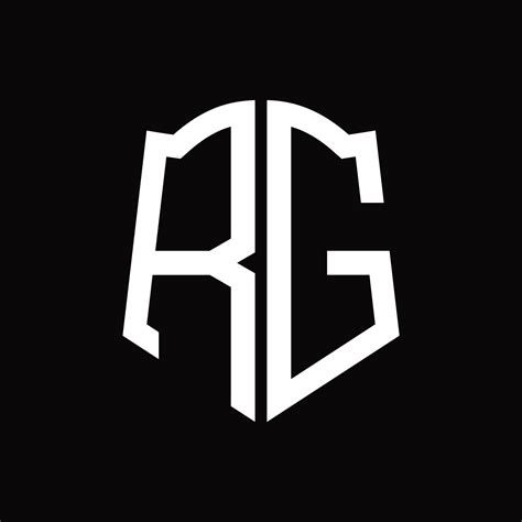 rg logo monogram  shield shape ribbon design template