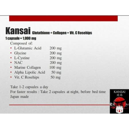 Kansai 1000mg Glutathione Collagen With Vitamin C NAC Rosehips Japan 60