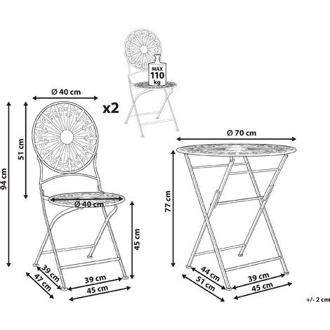 Garten Bistro Set Wei Eisen Zusammenklappbar St Hle Und Tisch