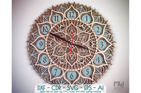 C28 Wall Clock DXF File For Laser Cut Mandala Clock SVG 580097