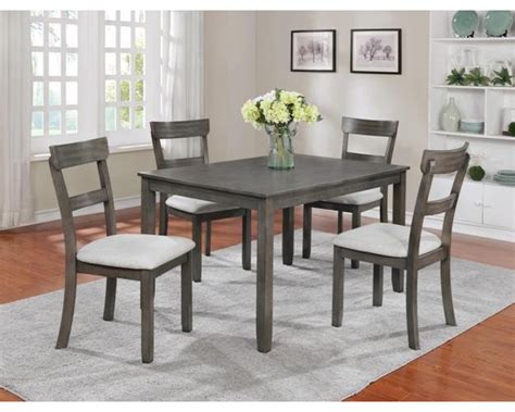 Overstock Furniture Henderson Grey Dining Table And 4 Chairs Standard