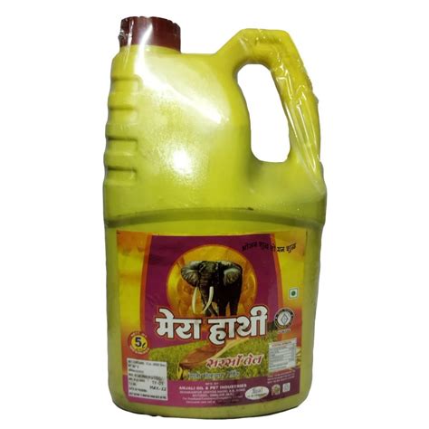 Kachchi Ghani 5l Mera Hathi Mustard Oil Packaging Type Plastic Container Packaging Size 5