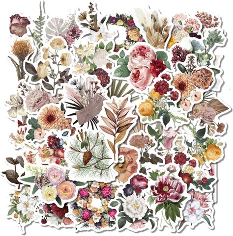 SURALIN 40 Stück Vintage Aufkleber Blumen Sticker Set wasserfest