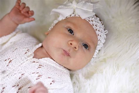 Portrait of a Beautiful Baby Girl in a White Dress Stock Photo - Image ...