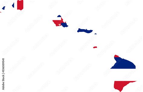 Hawaii Usa Map Flag Hi Us Outline Boundary Border Shape State Flag Sign Symbol Atlas Geography