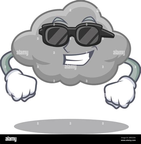 Cool Grey Cloud Cartoon Character Wearing Expensive Black Glasses Stock