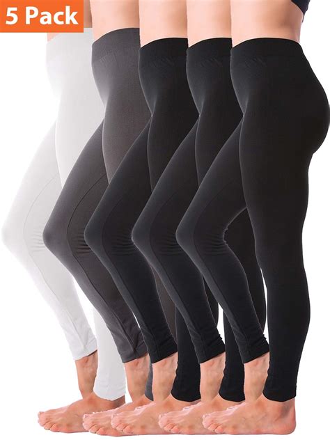 Kuda Moda 5 Pack Fleece Lined Leggings For Women Winter Warm Thermal