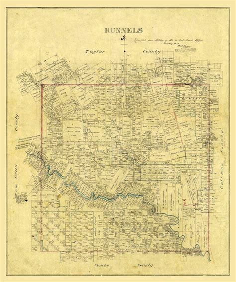 Maps Of The Past Historical Map Of Runnels County Texas 1878 2300 In X 2744 In