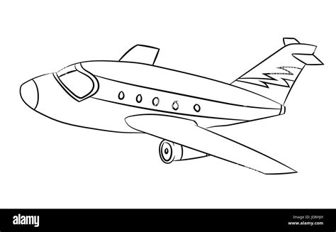 Air plane Black and White Cartoon Vector Illustration for Coloring Book ...