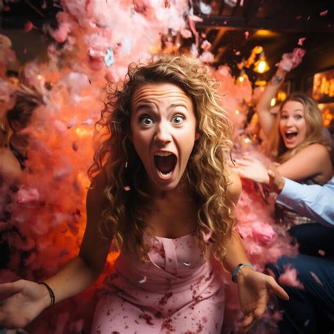 Premium Photo A Gender Reveal Party Gone Wrong Everyone Is Screaming And Running Away Horrified