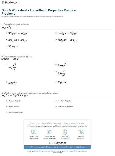 Expanding And Condensing Logarithms Worksheet — excelguider.com