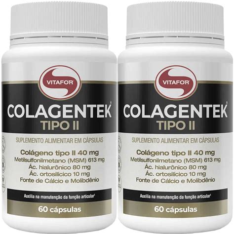 Kit 2 Colagentek Vitafor Tipo II 60 cápsulas 790mg Extra Delivery