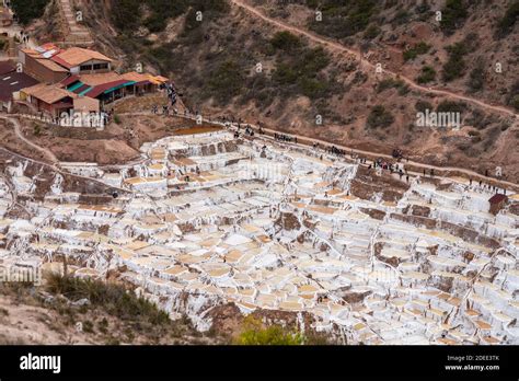 Aerial View Of Salt Mines At Salineras De Maras Sacred Valley Peru