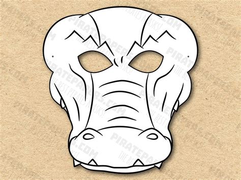 Crocodile Mask Printable Coloring, Paper DIY for Kids and Adults. PDF ...