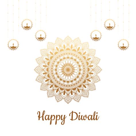 Happy Diwali Elegant Golden Diya Mandala Golden Diya Mandala Shubh