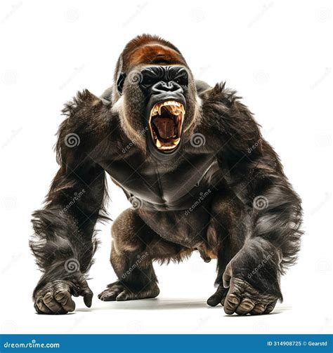 Furious Silverback Gorilla on Attack Mode Stock Image - Image of ...