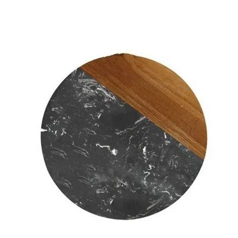 Hot Sell Round Shape Black Color Marble And Acacia Wood Chopping Board