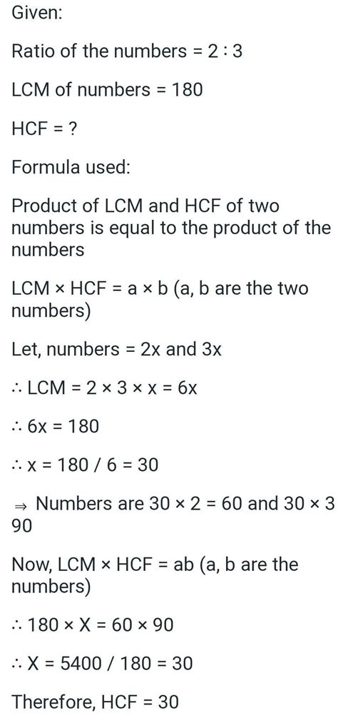 Two Numbers Are In The Ratio And Their Lcm Is What Is The Hcf