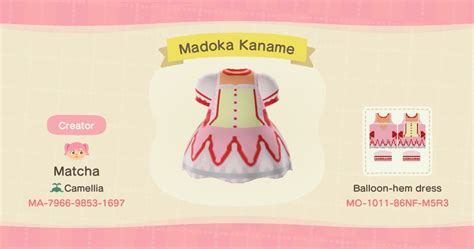 Animal Crossing: New Horizons - Codes For Puella Magi Madoka Magica Outfits