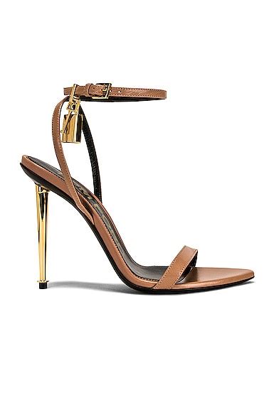 TOM FORD Mirror Padlock Chain Pointy Naked Sandal 105 In Gold FWRD