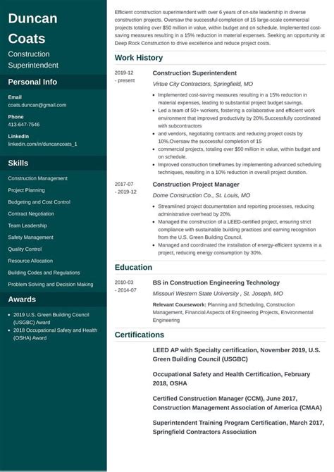 Construction Superintendent Resume Examples Tips