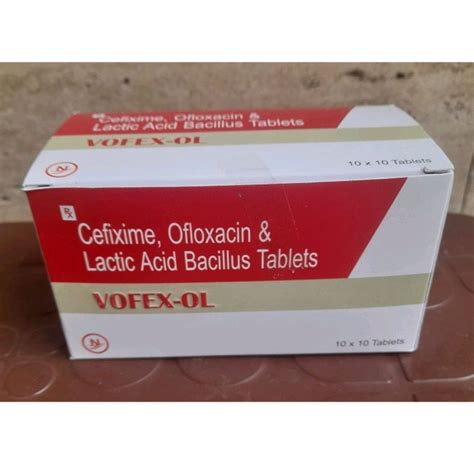 Mg Cefixime Ofloxacin And Lactic Acid Bacillus Tablets At Best Price