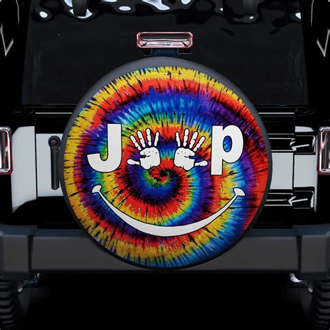 Jeep Hand Smile Tie Dye Car Spare Tire Cover T For Campers Nearkii