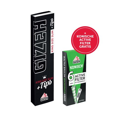 Gizeh Black King Size Slim Tips Er Pack Gizeh Konische Active