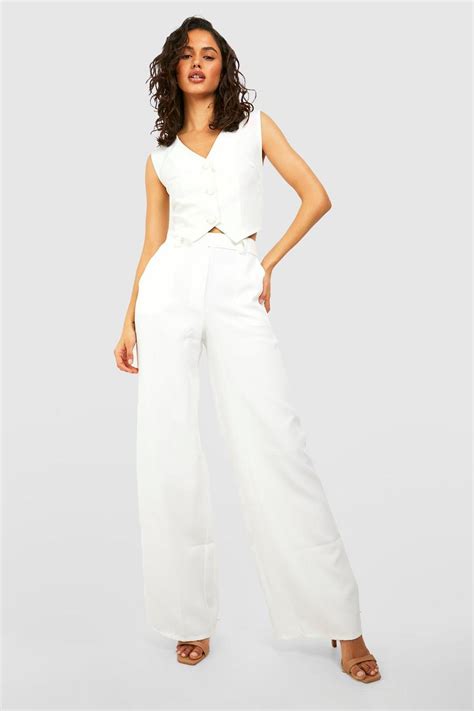 Womens Wide Leg Button Detail Trouser Boohoo Uk