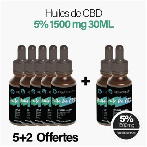 Pack 7 Huiles CBD 5 1500 Mg 30ml Dont 2 Offertes