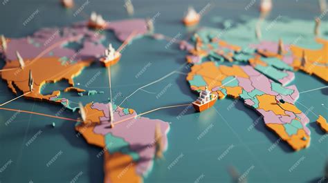 premium photo stylized map  shipping routes