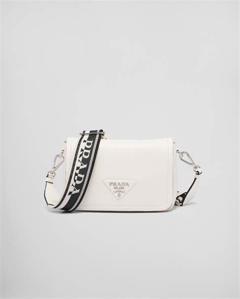 White Leather Shoulder Bag Prada