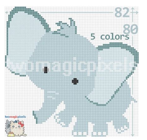 Elephant Crochet Graph Pattern  And Pdf By Twomagicpixels