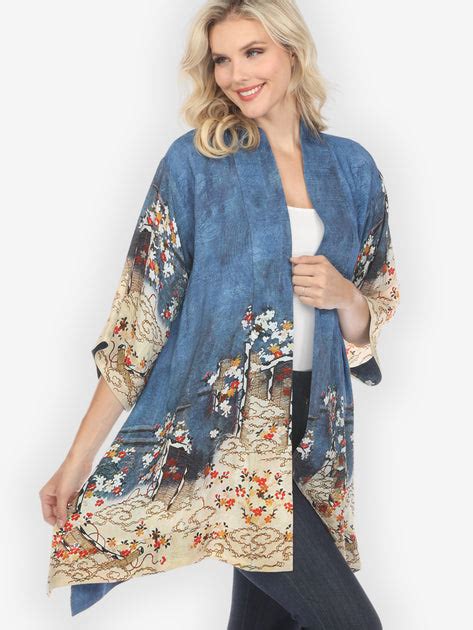 Edo Art Indigo Silk Blend Kimono Jacket Citron Clothing